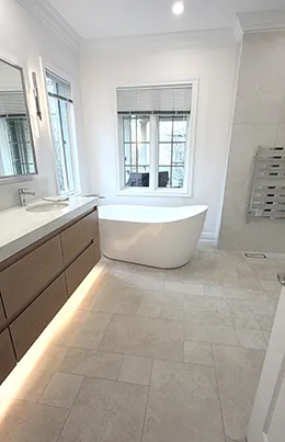 Freestanding tub in a bathroom renovation